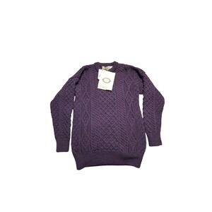 Aran Sweater Market Purple Wool Lightweight Aran Knit Sweater C1347 Ireland M